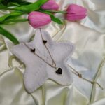 korean style rose gold necklace triple black heart edition
