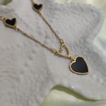 About us korean style rose gold necklace triple black heart edition