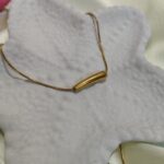 About us korean style golden necklace minimalist curved bar edition