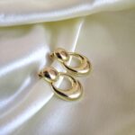 vintage inspired polished gold oval drop earrings
